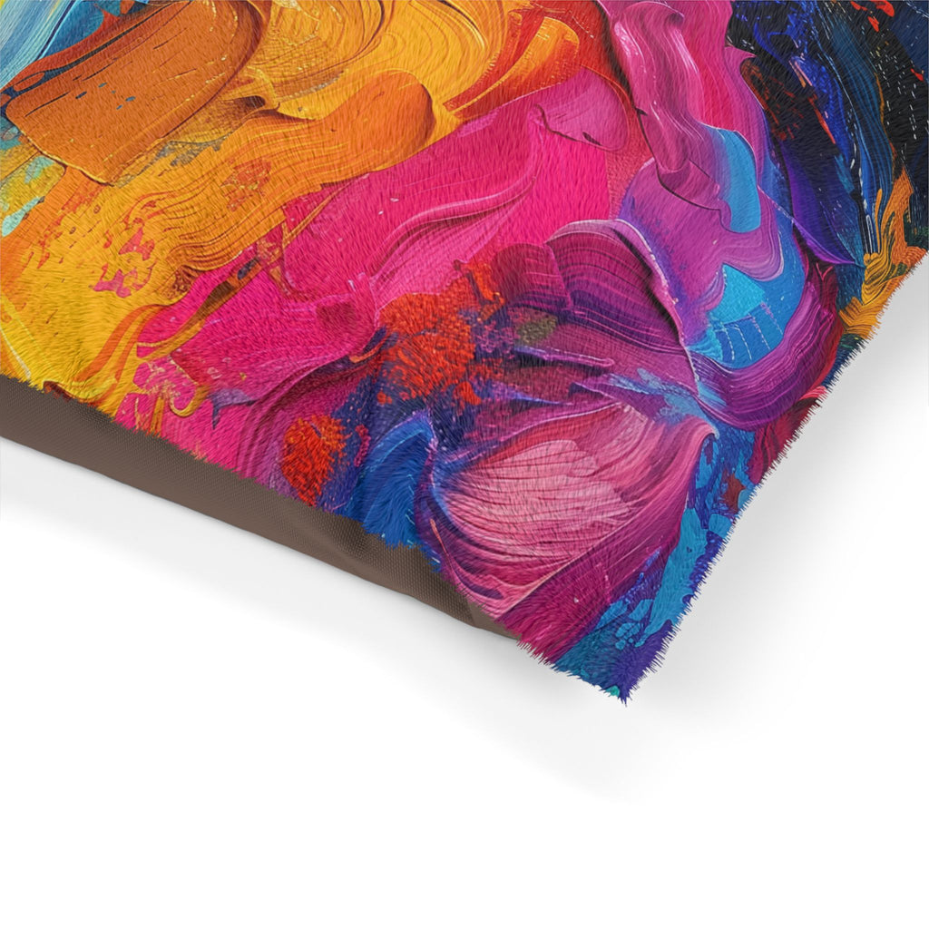 Abstract Rainbow Pet Bed — Colorful Swirl Dog & Cat Cushion