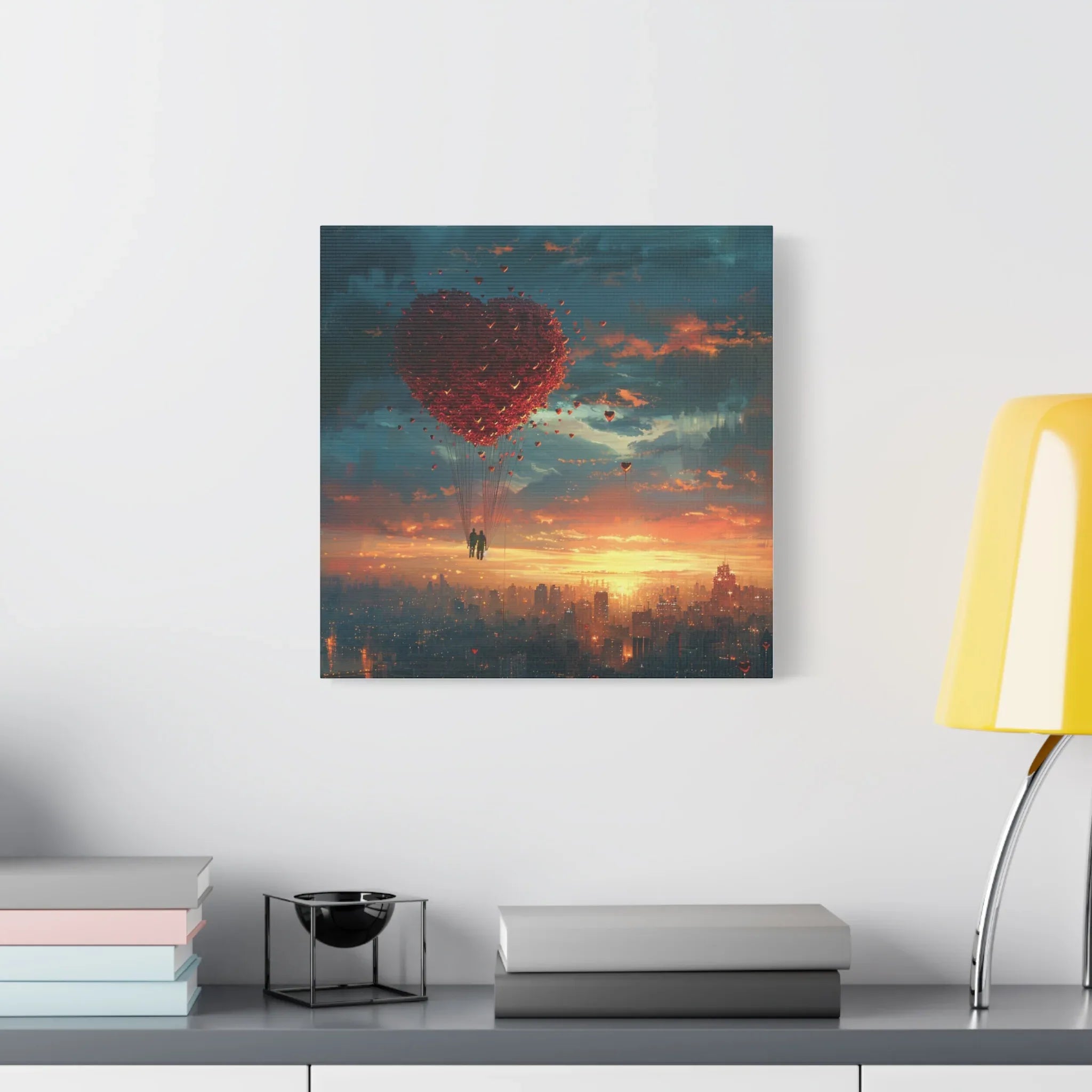 Romantic Canvas Wall Art, Love, Heart Balloon Art, Gift for Couples, Valentines Wall Decor, Valentine's Day Women's Merchandise, Valentines - 250 USA Celebration