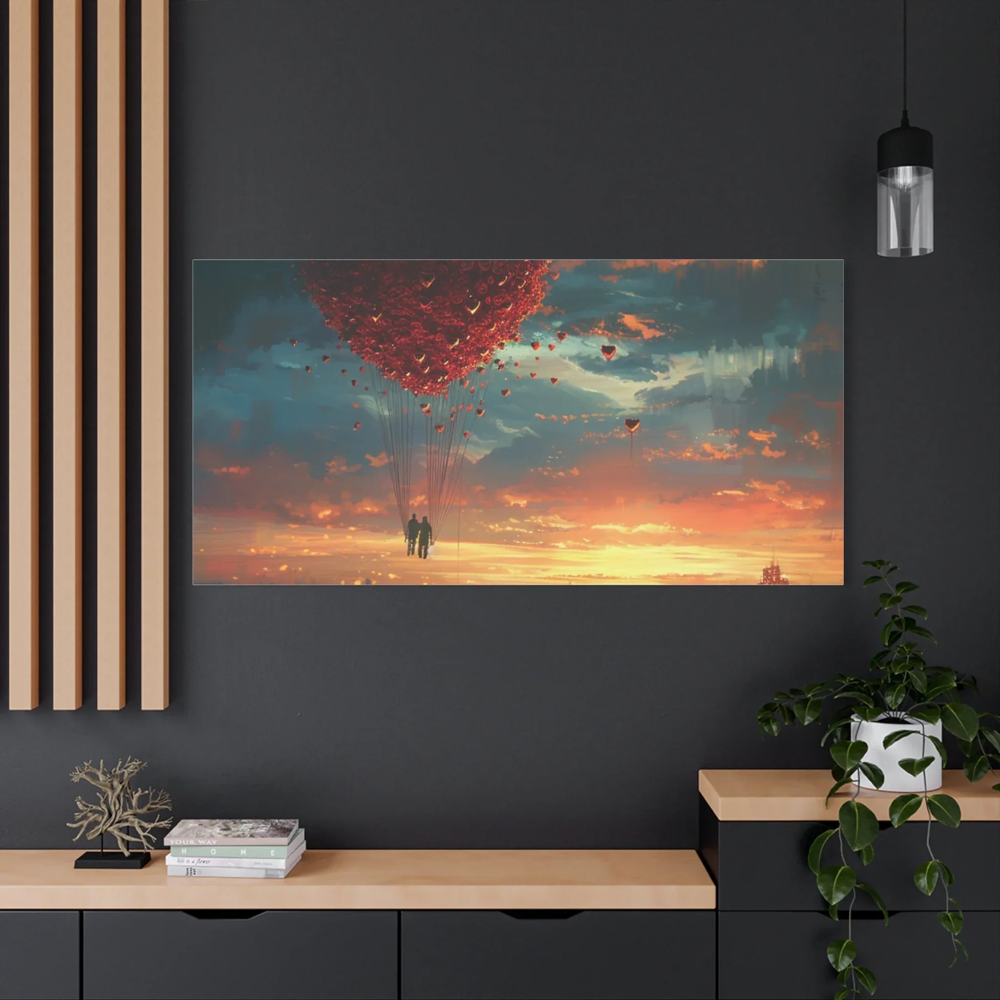 Romantic Canvas Wall Art, Love, Heart Balloon Art, Gift for Couples, Valentines Wall Decor, Valentine's Day Women's Merchandise, Valentines - 250 USA Celebration