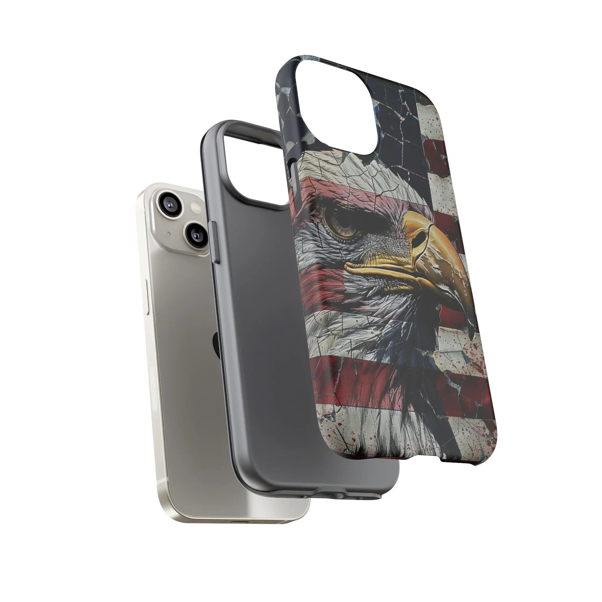 American Flag Bald Eagle phone case | Patriotic iPhone cover, cracked vintage flag design - 250 USA Celebration