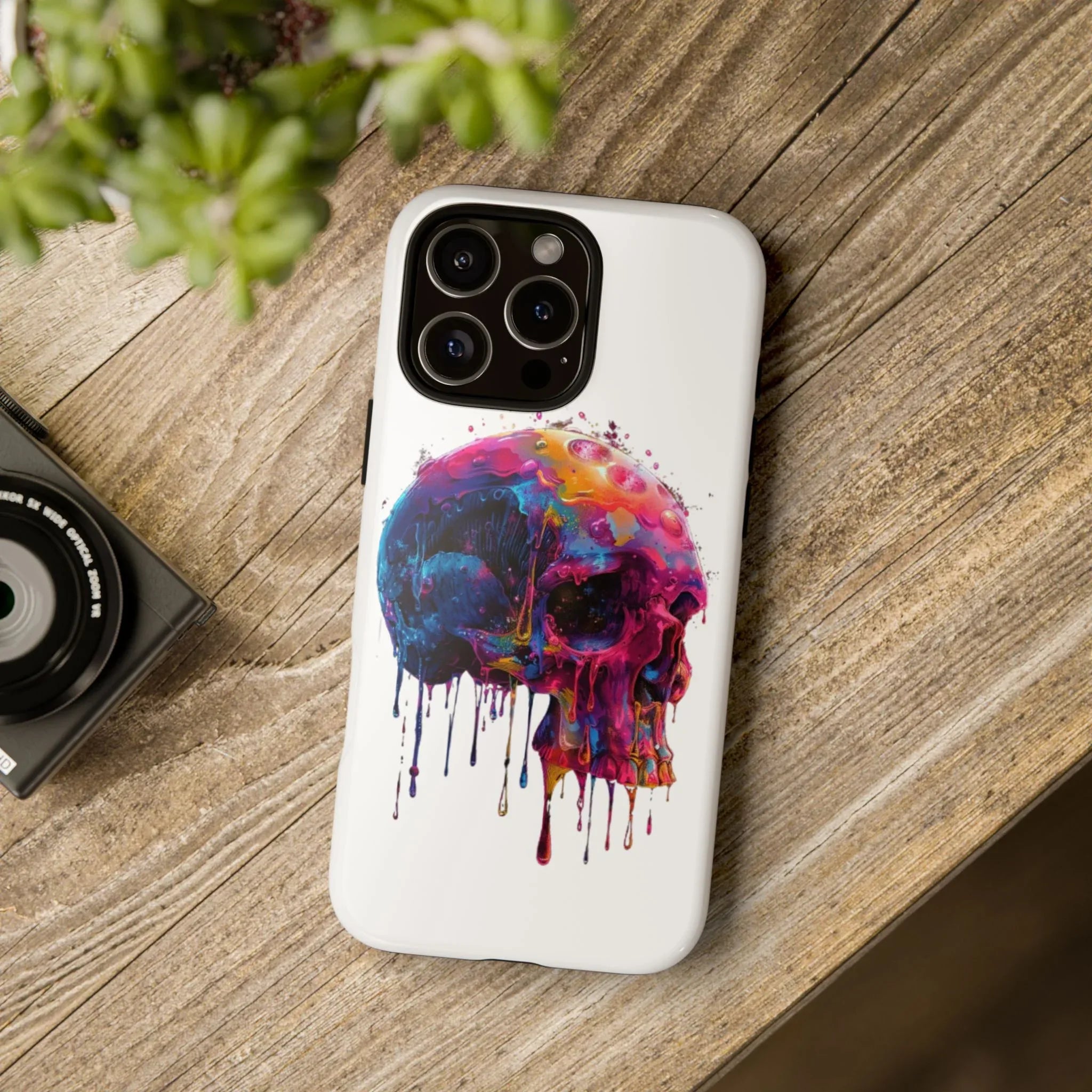 Colorful Drip Skull Phone Case | Hard Plastic Protective Case - 250 USA Celebration