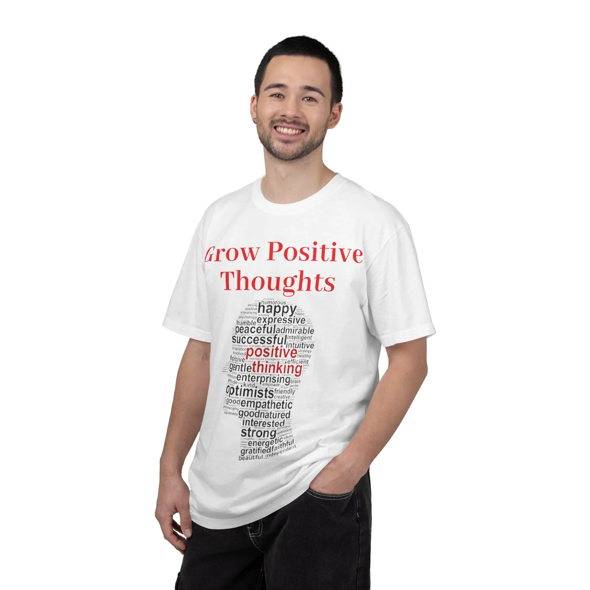 Grow Positive Thoughts T-shirt | Positive Word Cloud Mental Health Tee - 250 USA Celebration
