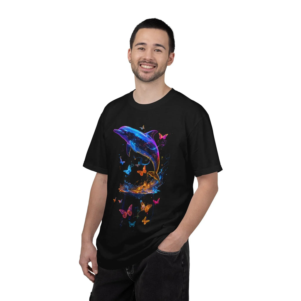Colorful Dolphin Splash with Butterflies T-Shirt | Ocean Animal Tee - 250 USA Celebration