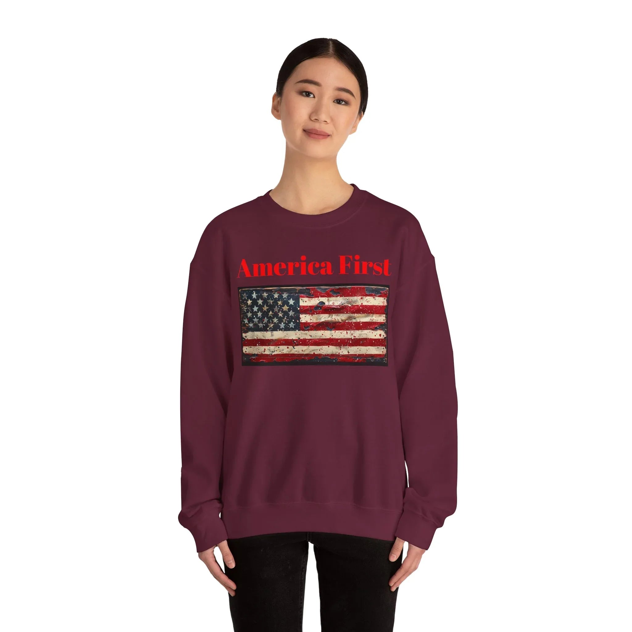 Patriotic American Crewneck Sweatshirt, USA Graphic Tees, Flag T-Shirts, Independence Apparel, Funny Patriotic Shirts, Custom American Tees - 250 USA Celebration