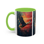 Colorful Mugs (11oz, 15oz) American Eagle Flying Coffee Cup, Patriotic American Eagle flying with American Flag in background - 250 USA Celebration