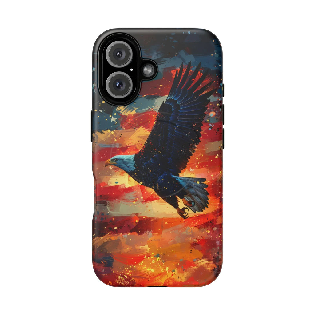 Eagle Flag Magnetic Phone Case, Patriotic iPhone Cover, Tough Cell Phone Cases, Gift for Veterans, Independence Day Accessories - 250 USA Celebration