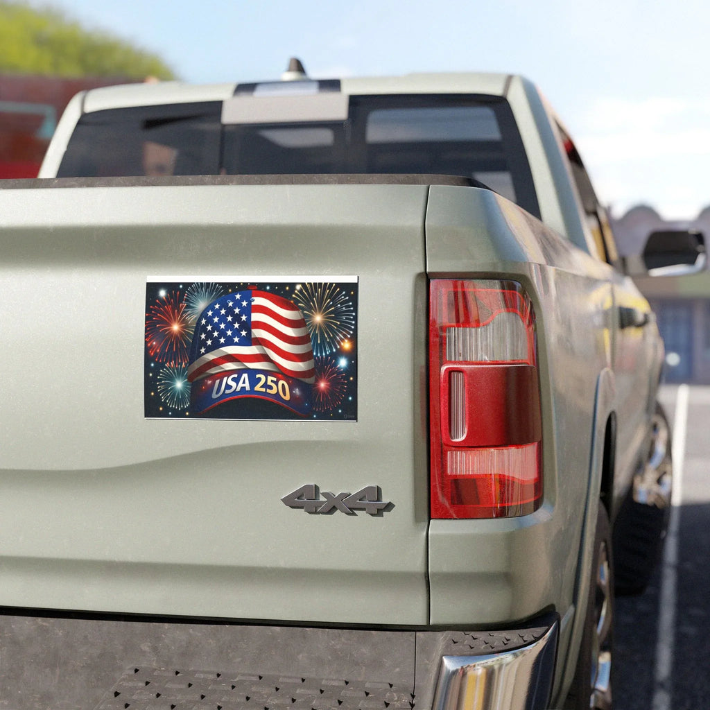 USA 250 Flag Helmet car magnet | Patriotic American fireworks - 250 USA Celebration