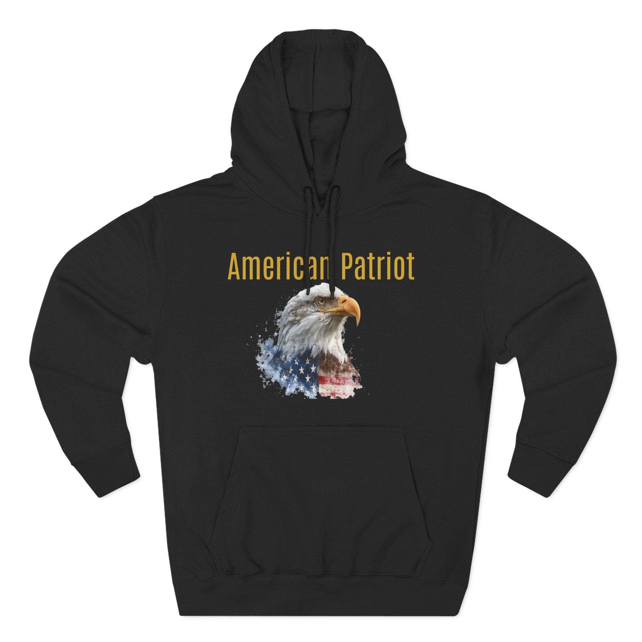 American Patriot Hoodie — Bald Eagle Flag Graphic Fleece Pullover