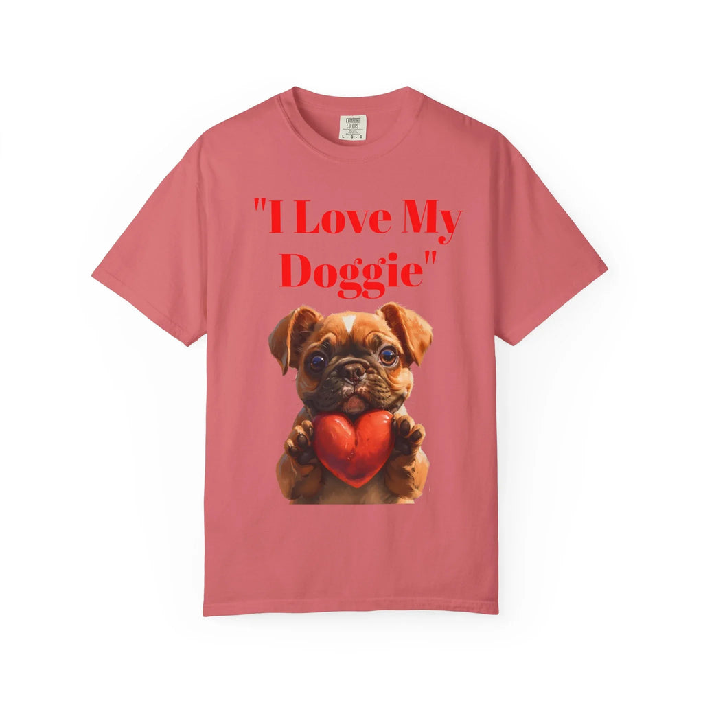 Cute French Bulldog Puppy Holding Red Heart T-shirt | Dog Lover Cartoon - 250 USA Celebration
