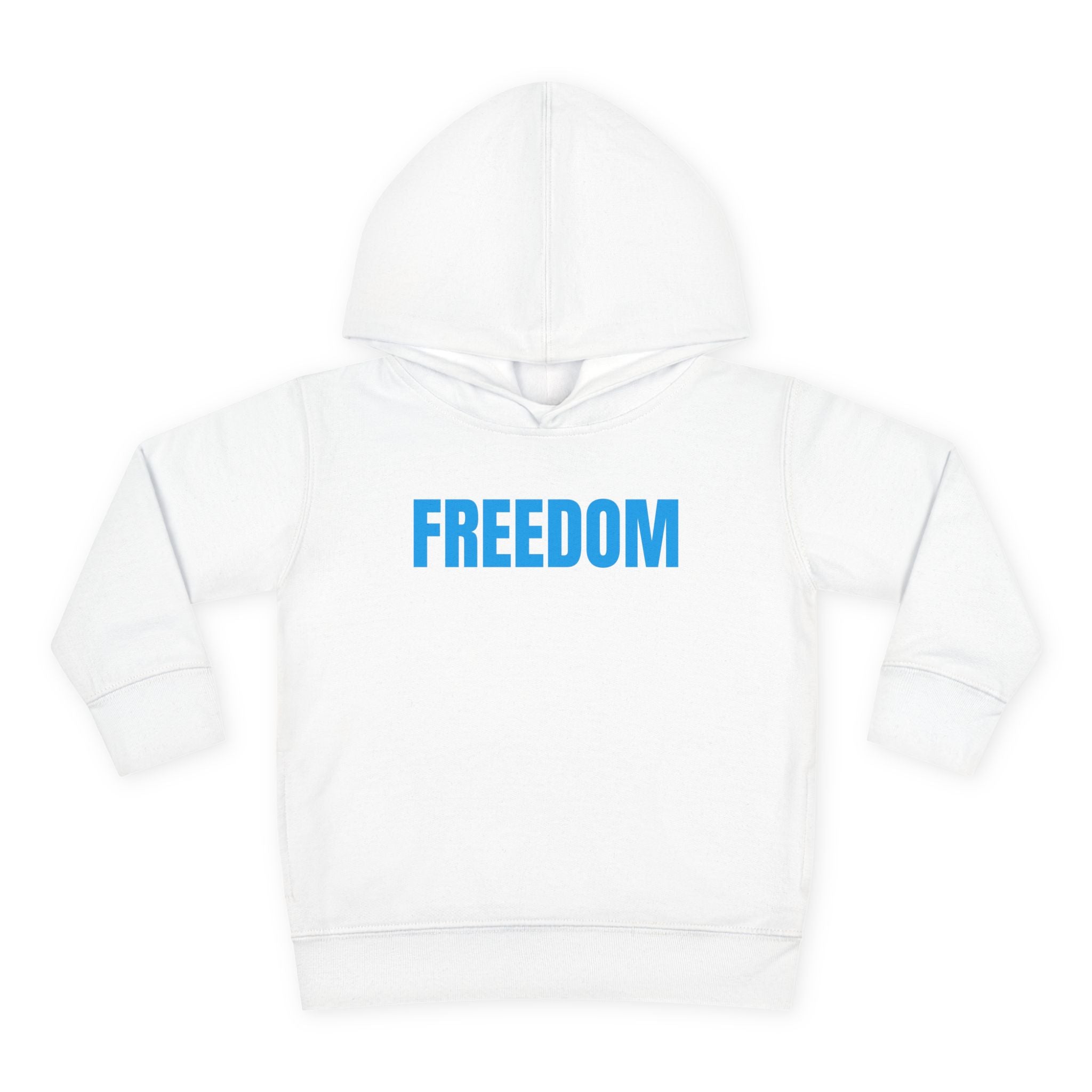 Toddler Hoodie - "FREEDOM" Blue Lettering Pullover for Kids (Patriotic, Everyday Wear)
