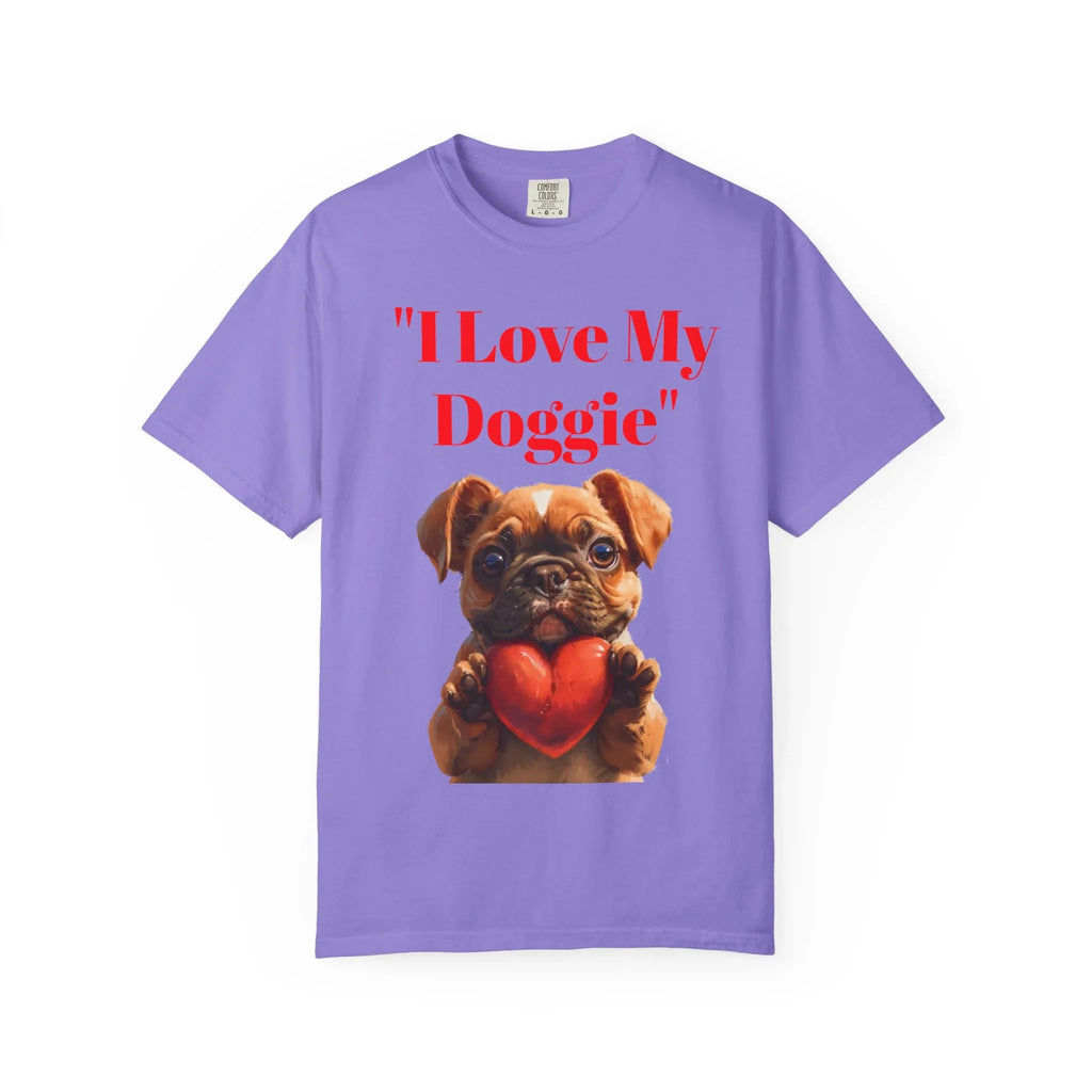 Cute French Bulldog Puppy Holding Red Heart T-shirt | Dog Lover Cartoon - 250 USA Celebration