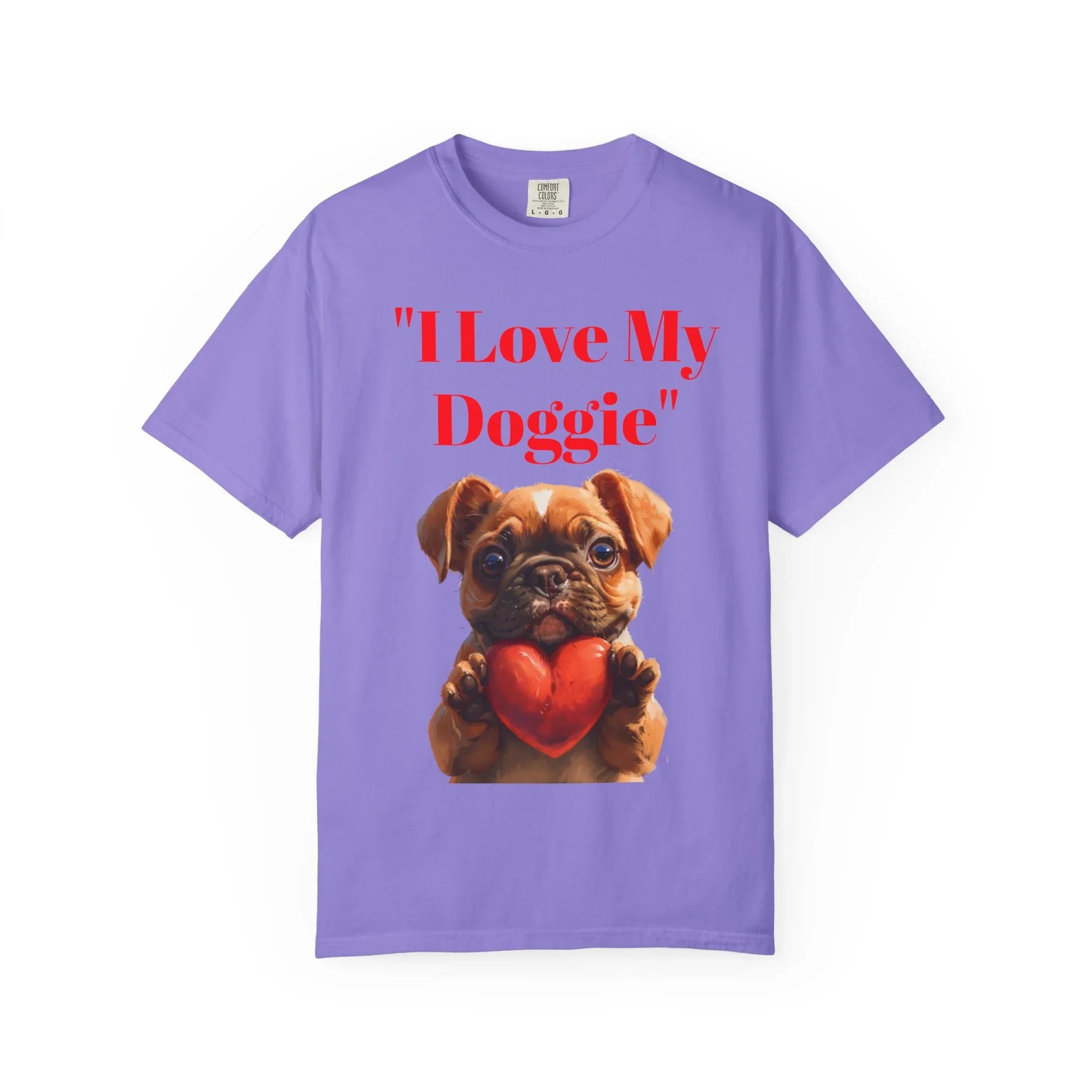 Cute French Bulldog Puppy Holding Red Heart T-shirt | Dog Lover Cartoon - 250 USA Celebration