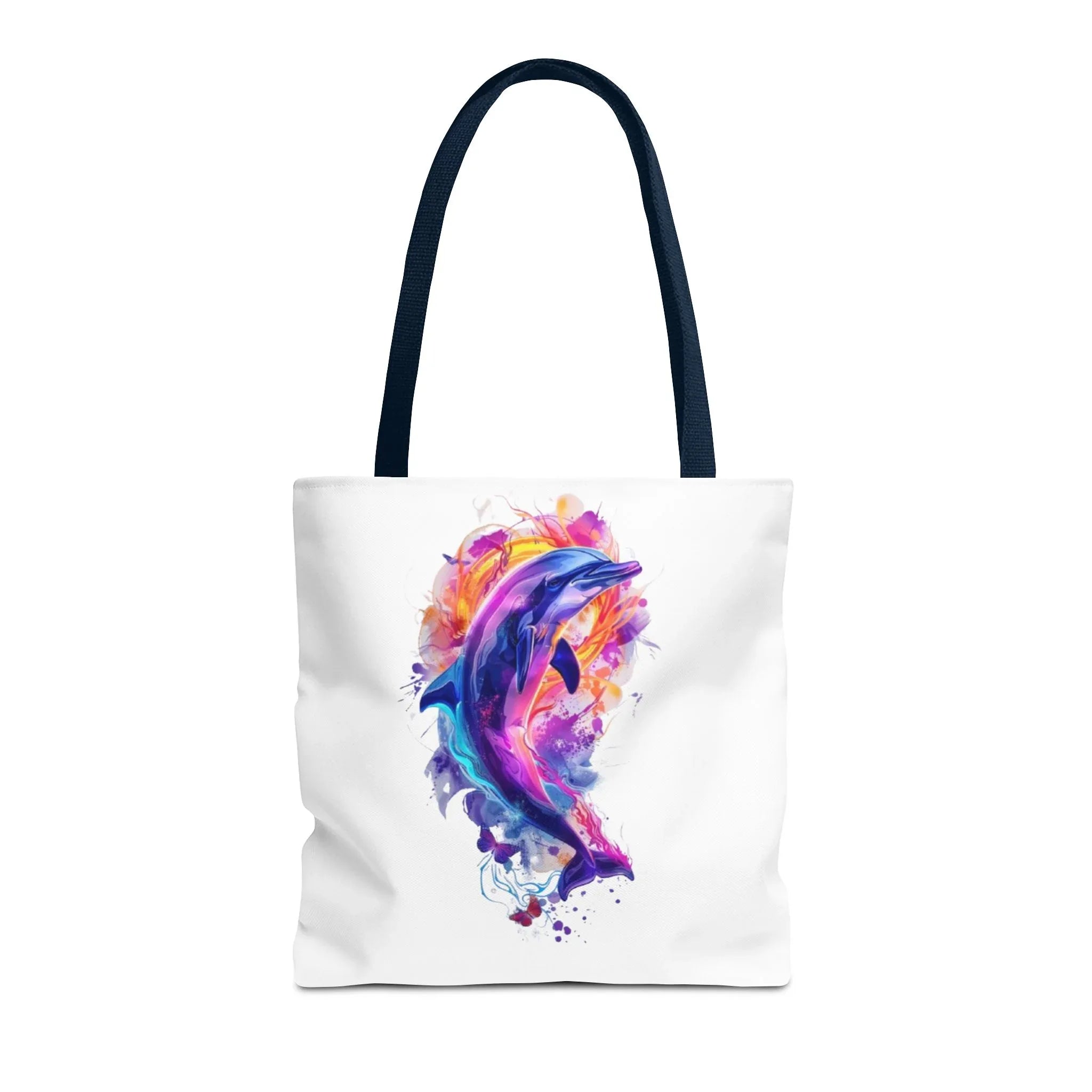 Colorful Watercolor Dolphin Tote Bag | Vibrant Splash Ocean Art - 250 USA Celebration
