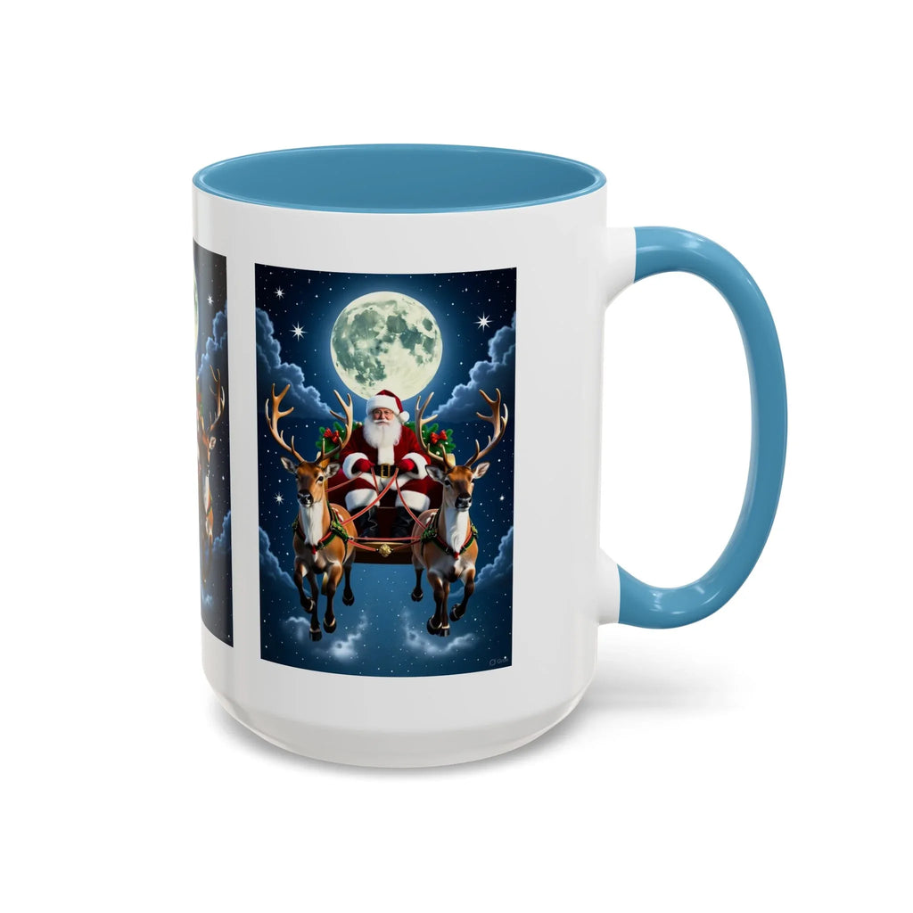 Santa Sleigh with Reindeer Coffee Mug | Christmas Moon Accent Mug - 250 USA Celebration