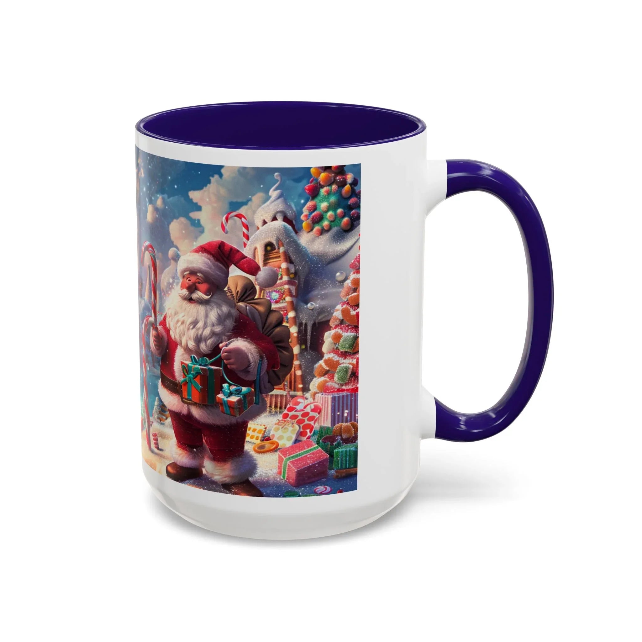 Festive Santa in Candy Wonderland mug | Holiday Christmas ceramic mug - 250 USA Celebration