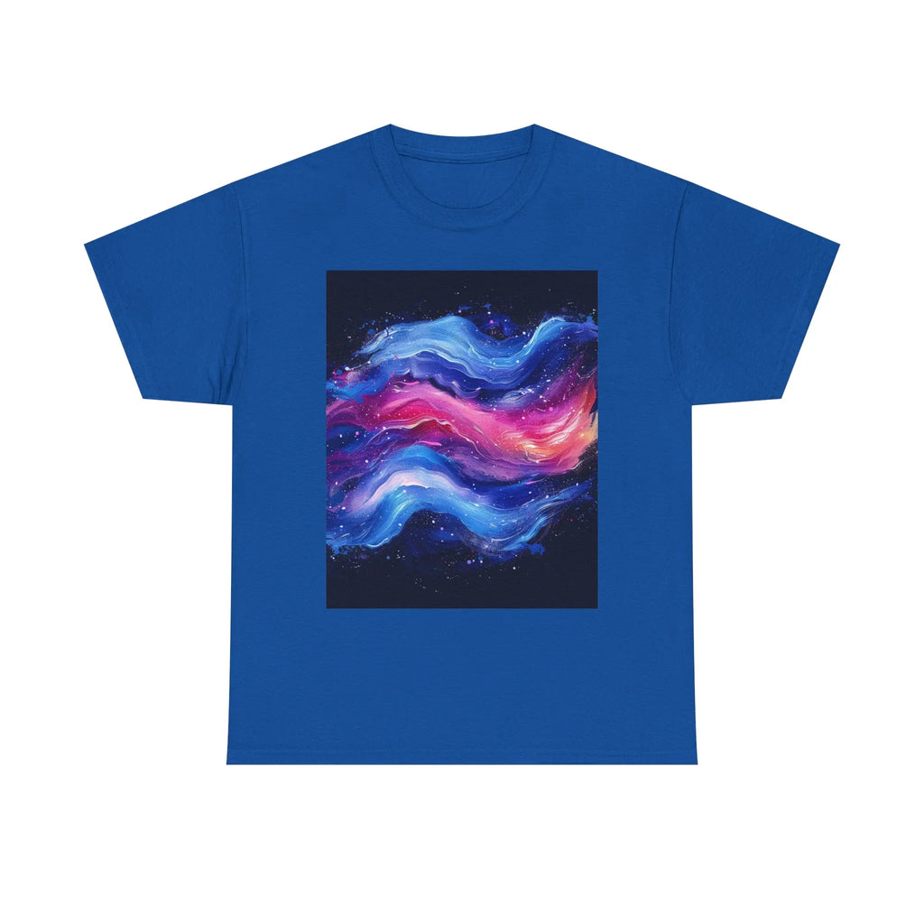 Galaxy Wave Abstract Art T-Shirt | Cosmic Pink Blue Nebula - 250 USA Celebration