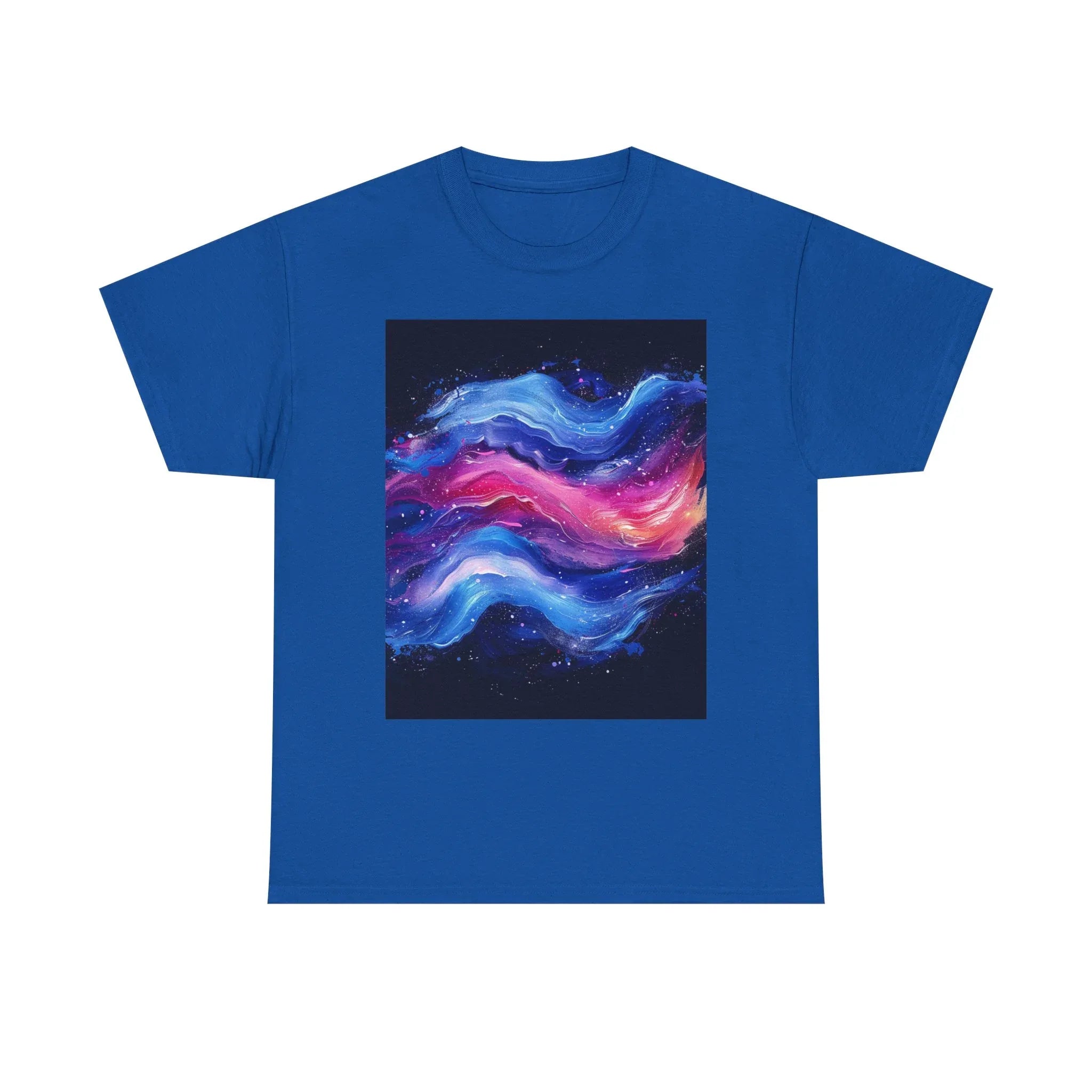 Galaxy Wave Abstract Art T-Shirt | Cosmic Pink Blue Nebula - 250 USA Celebration
