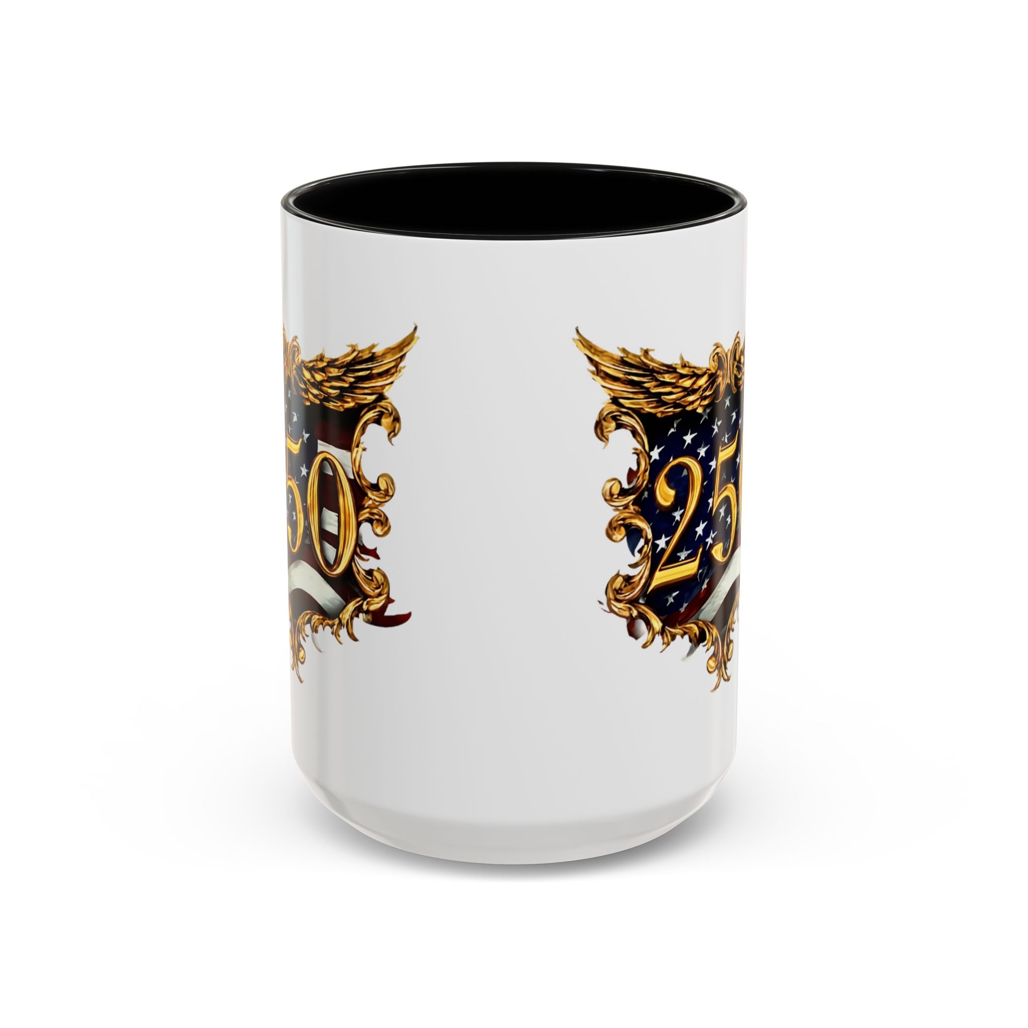 25th Anniversary American Flag Crest Accent Coffee Mug (11/15oz)