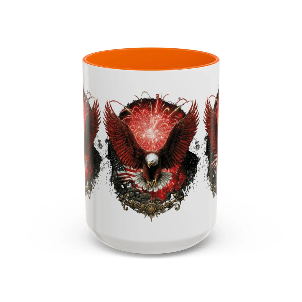 Red Eagle Emblem Accent Coffee Mug | Patriotic Eagle Design - 250 USA Celebration