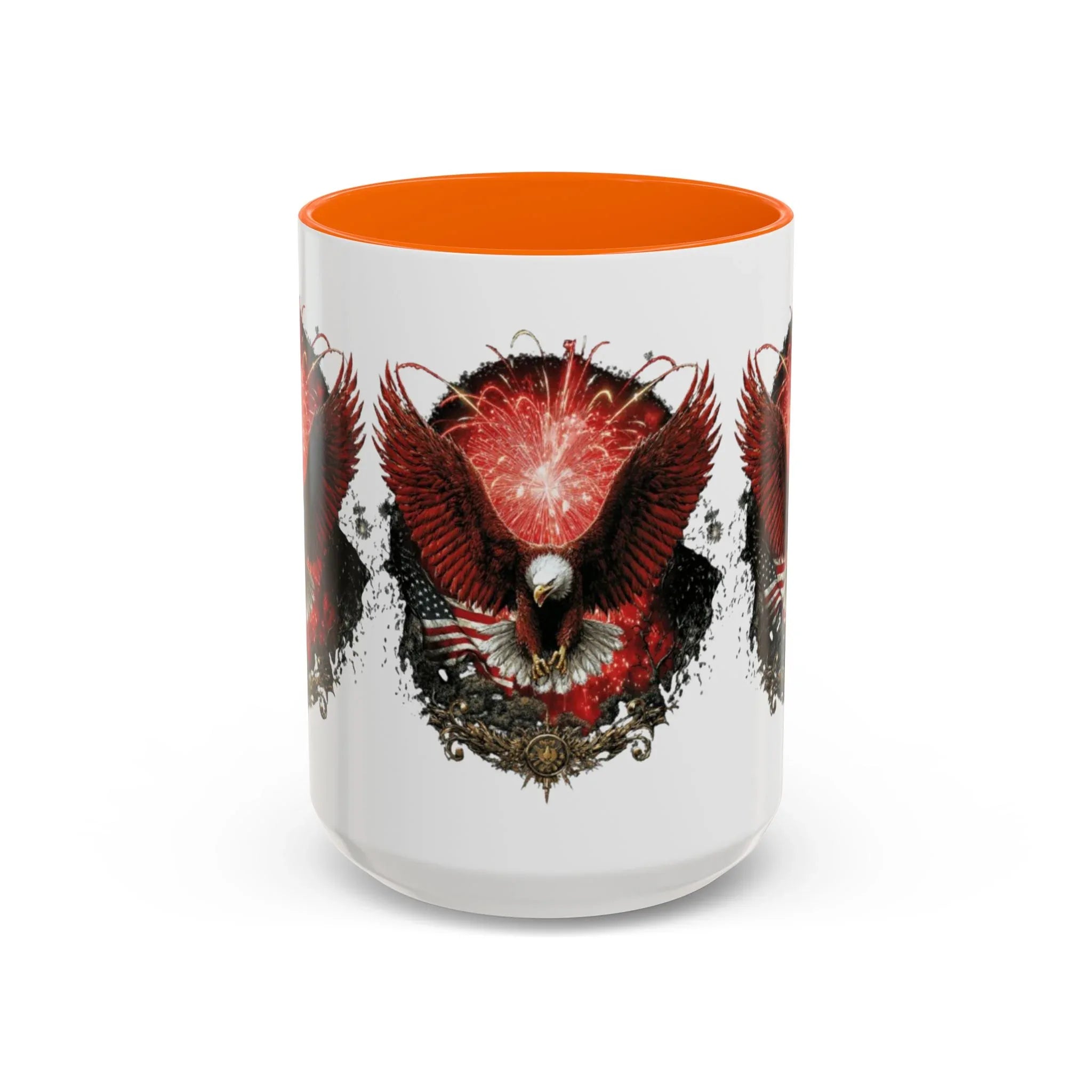 Red Eagle Emblem Accent Coffee Mug | Patriotic Eagle Design - 250 USA Celebration