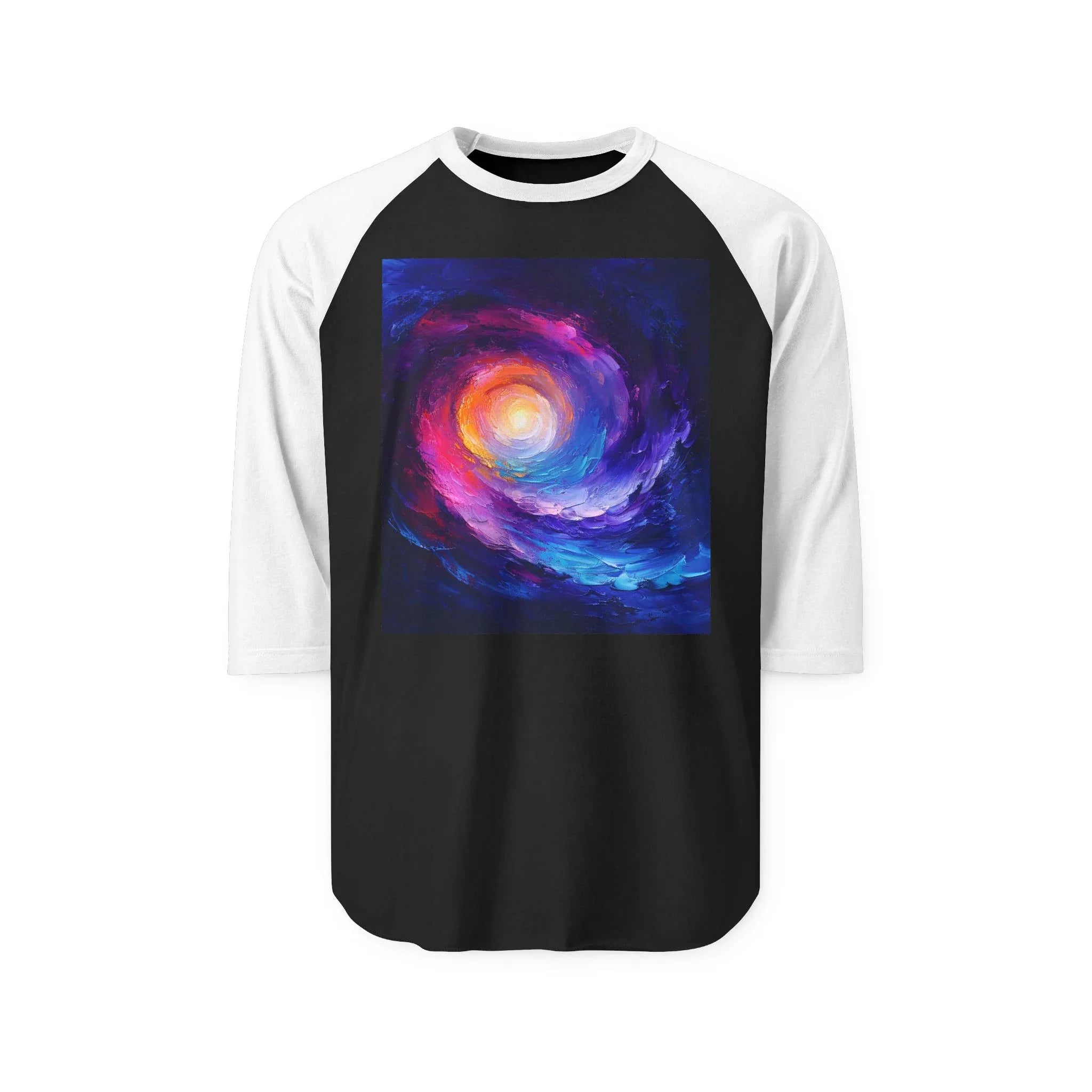 Cosmic Vortex Painting Raglan Shirt | Spiral Galaxy Art three-quarter sleeve - 250 USA Celebration