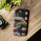 American Flag Bald Eagle phone case | Patriotic iPhone cover, cracked vintage flag design - 250 USA Celebration