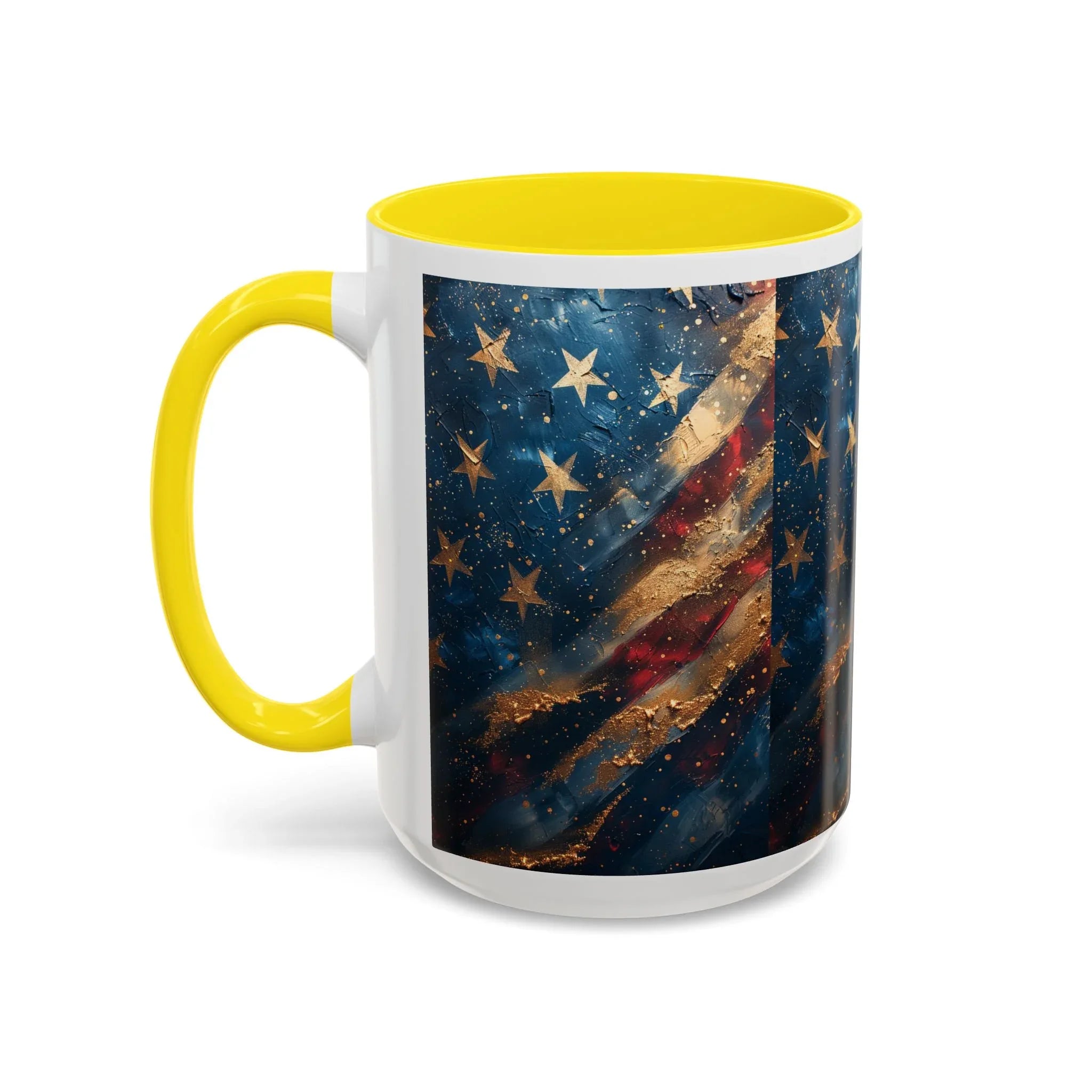 Distressed American Flag Accent Coffee Mug | 11oz 15oz - 250 USA Celebration