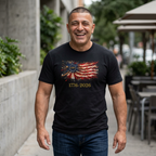 250th Anniversary American Flag T-Shirt – 1776–2026 Patriotic Fireworks Tee