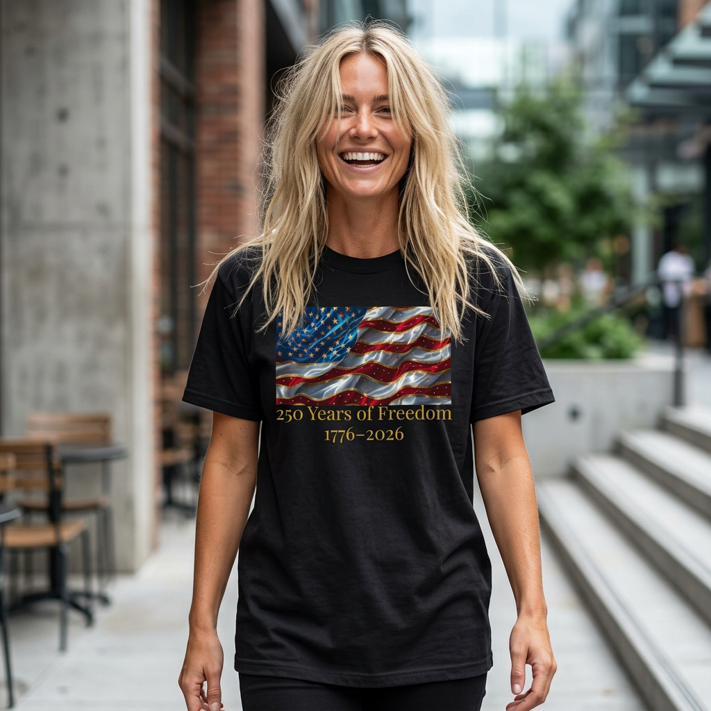 250 Years of Freedom 1776–2026 American Flag Tee
