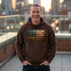 Distressed American Flag Hoodie – Vintage USA Patriotic Pullover