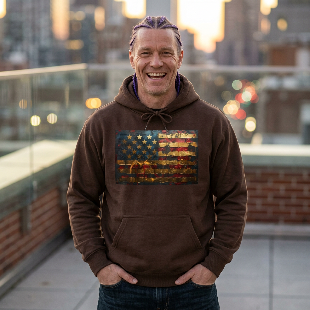 Distressed American Flag Hoodie – Vintage USA Patriotic Pullover