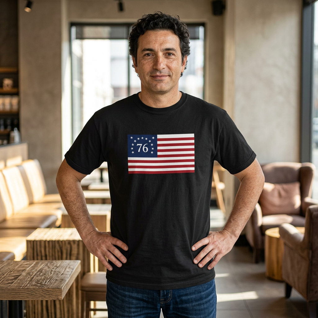 Patriot Graphic T-Shirt — Bold Red Text Tee for Patriotic Holidays