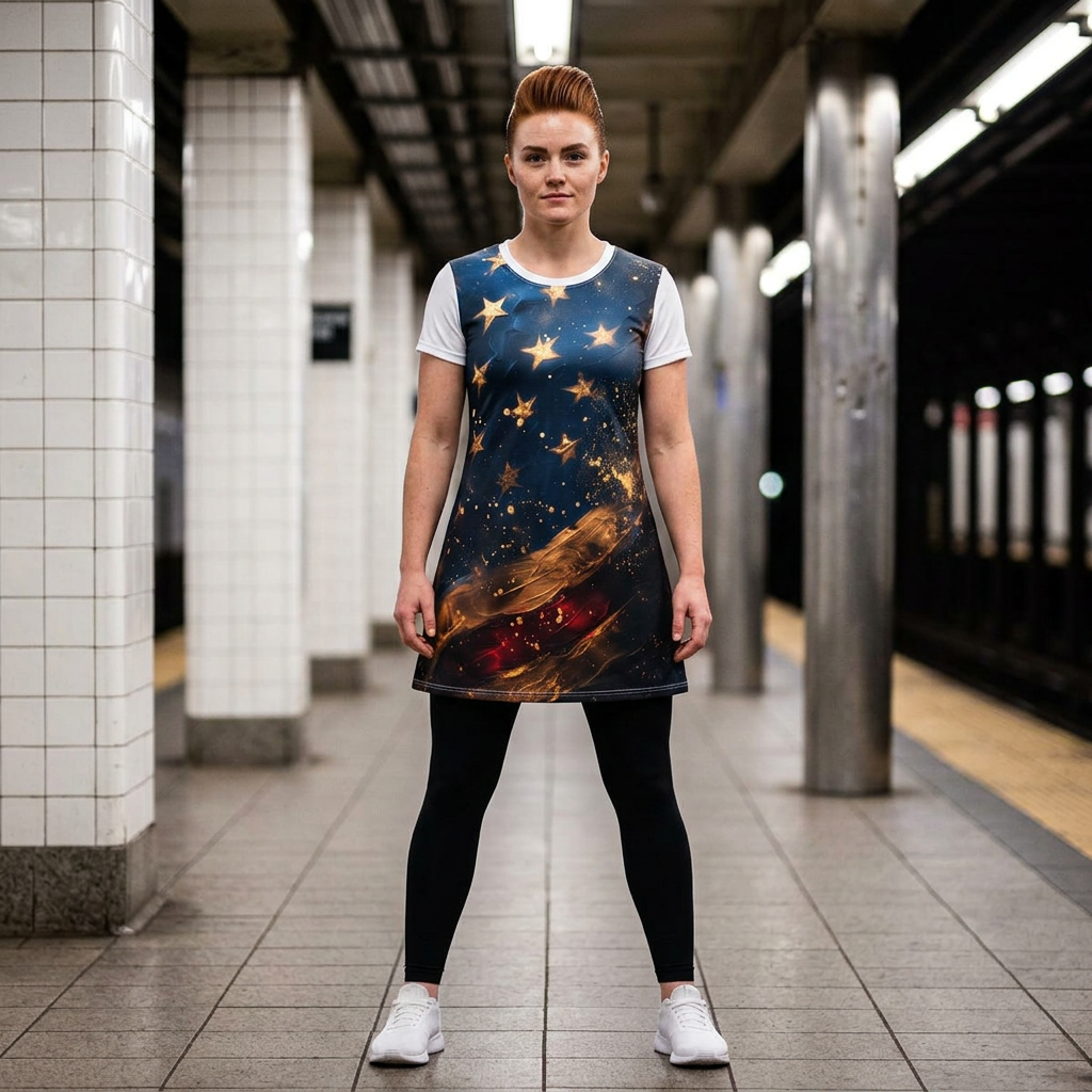Patriotic Starry Flag T-Shirt Dress
