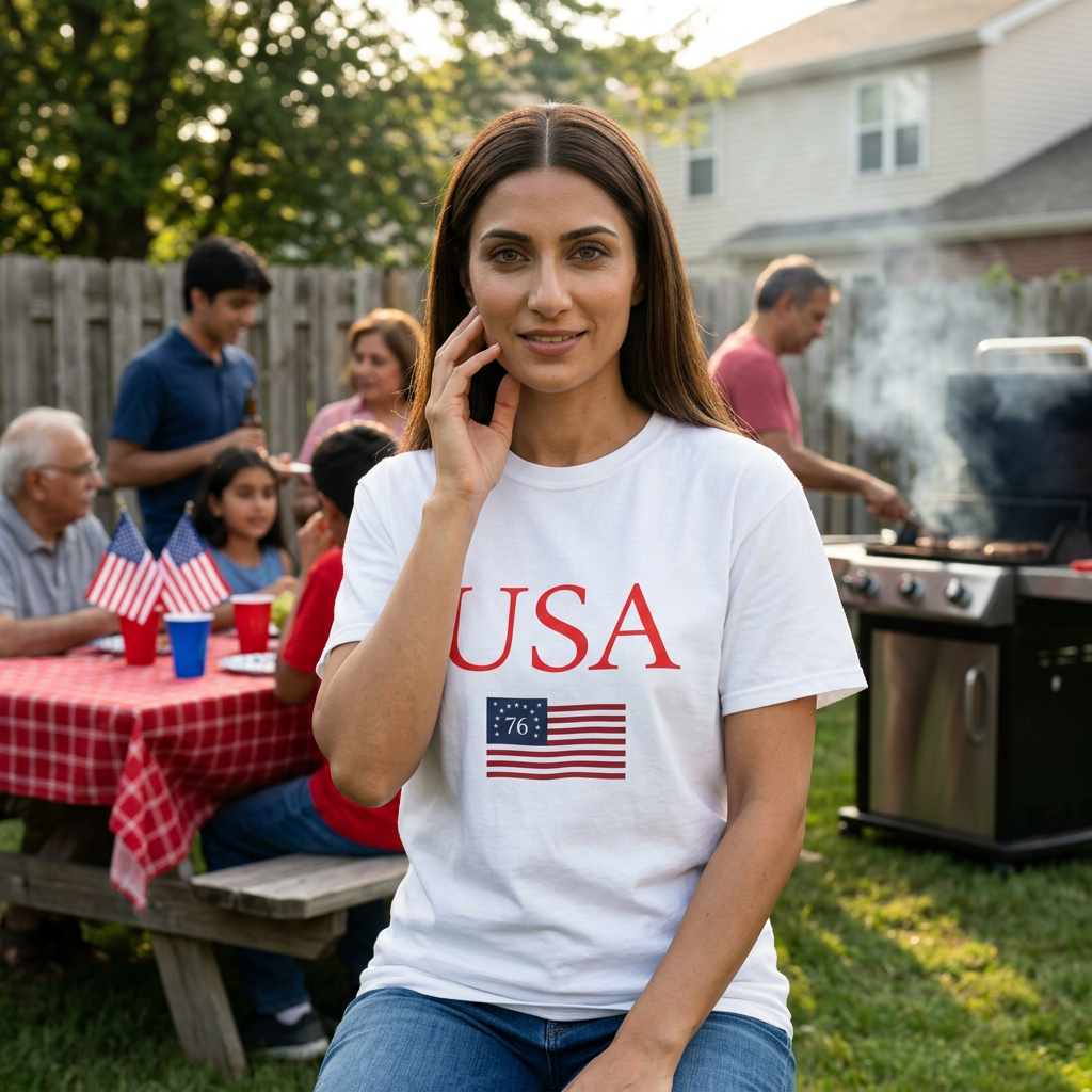 USA 76 Flag T-Shirt Patriotic American Tee
