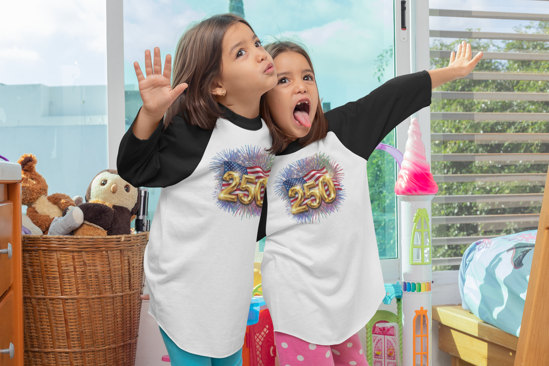 Official 250th Anniversary Golden Fireworks Raglan Tee
