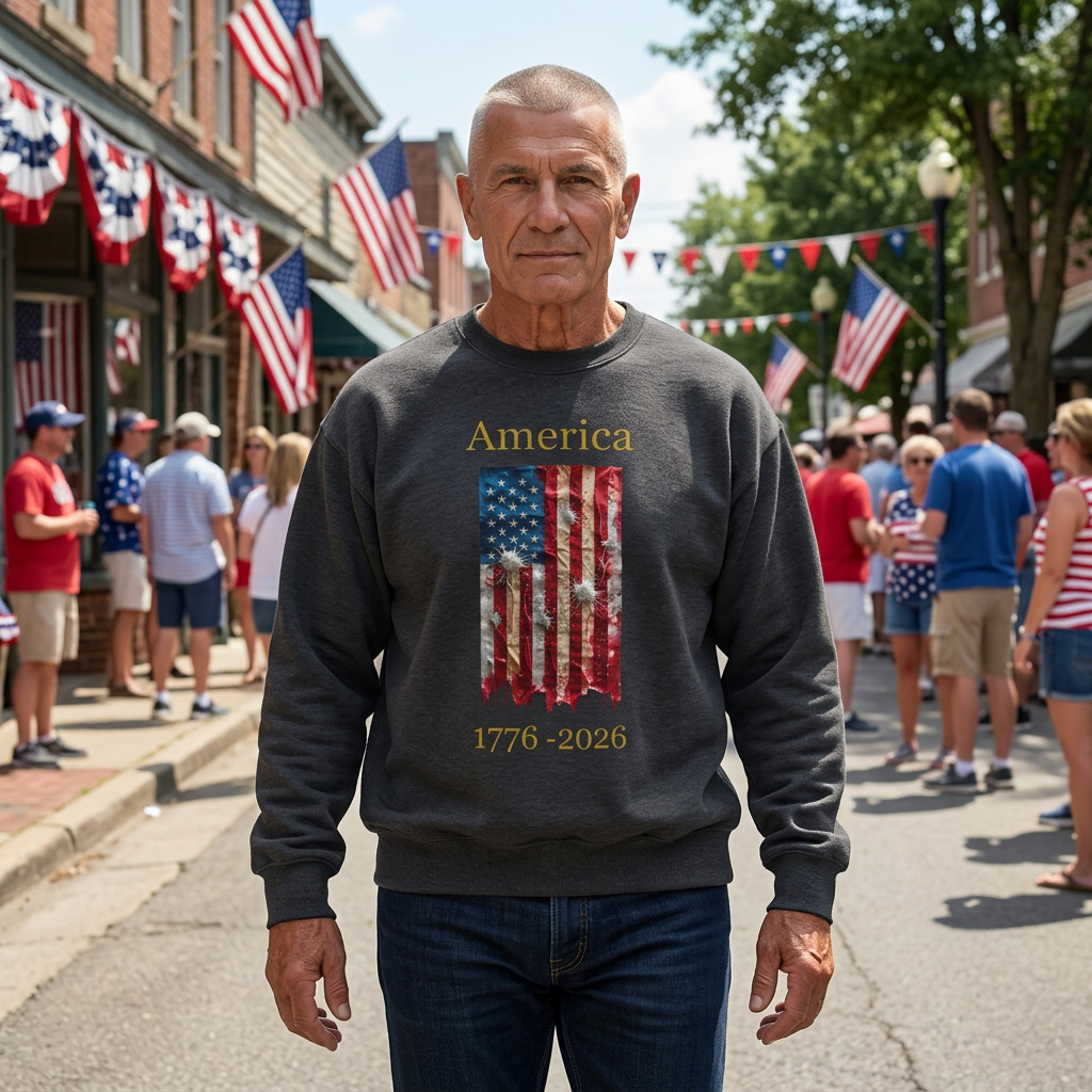 America 1776-2026 Flag Crewneck Sweatshirt
