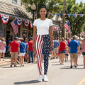 Patriotic American Flag Leggings - Women's Spandex Yoga Pants