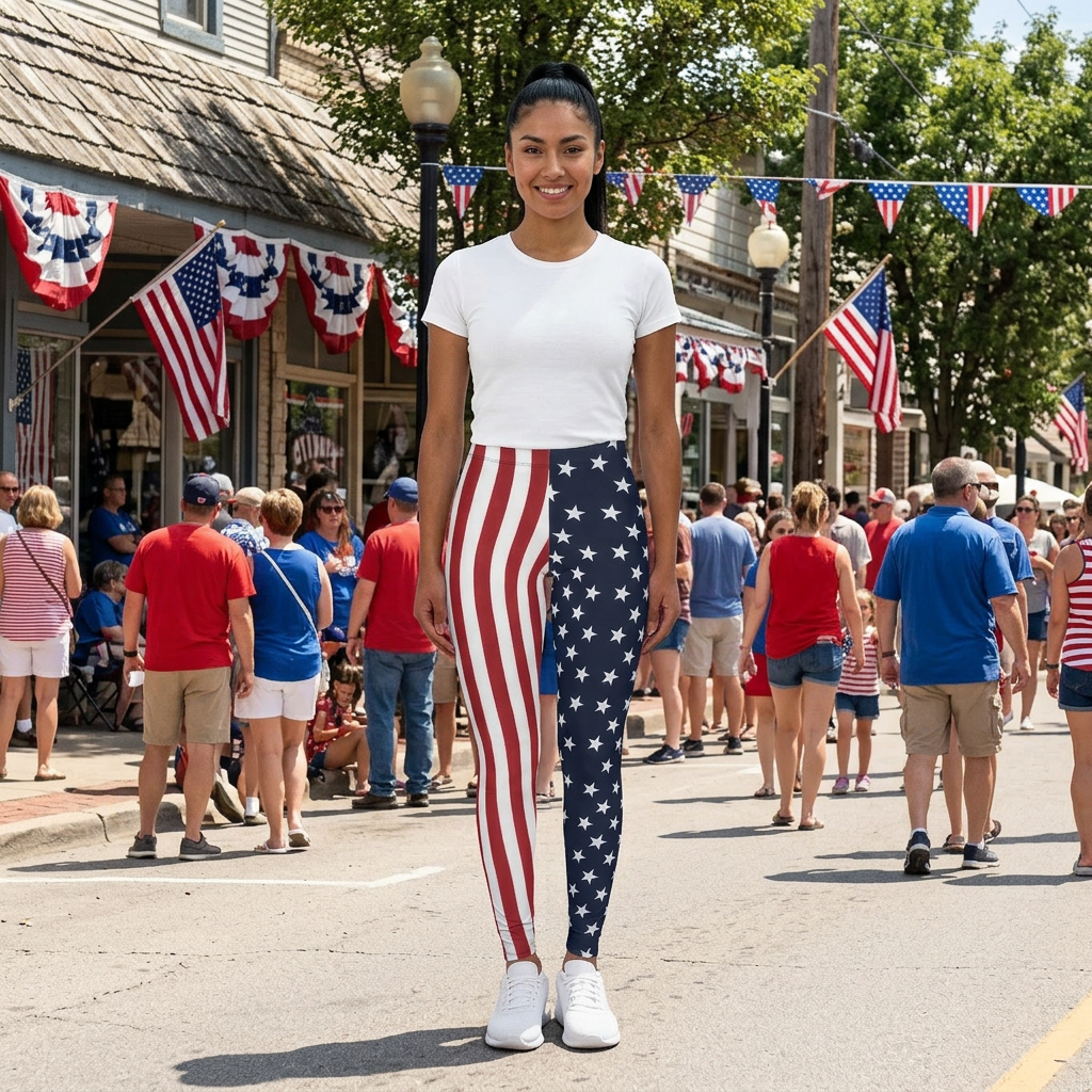 Patriotic American Flag Leggings - Women's Spandex Yoga Pants