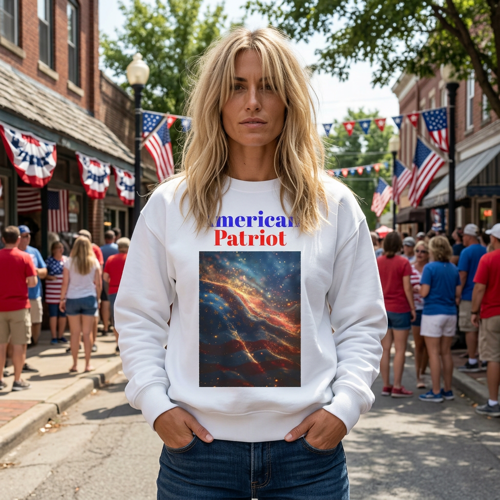 American Patriot Sweatshirt — Stars & Stripes Galaxy Crewneck