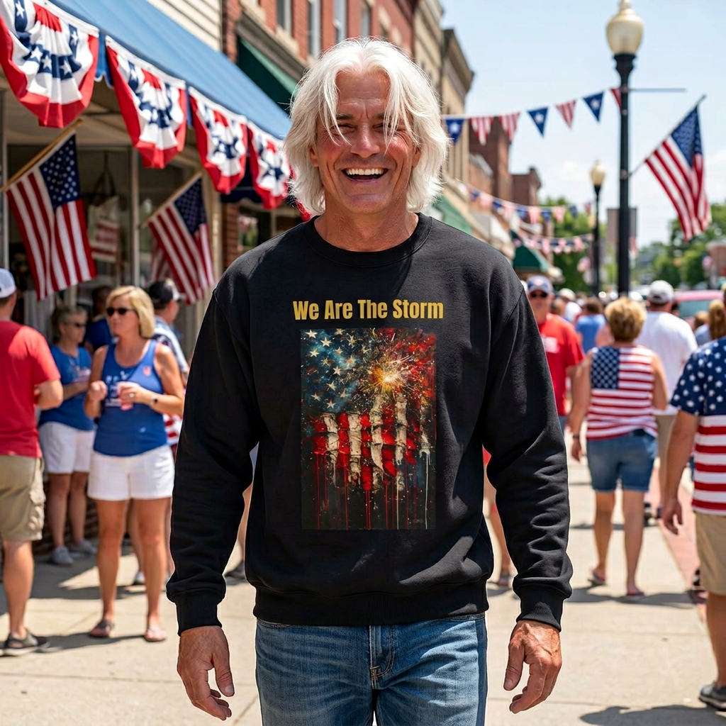 Distressed American Flag Crewneck Sweatshirt | Grunge Patriotic Design