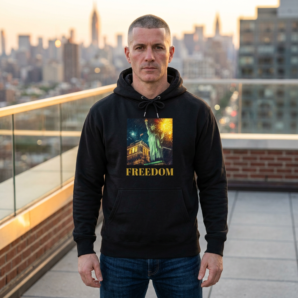Freedom Statue Hoodie — Patriotic Liberty Graphic Hoodie