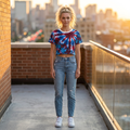 Women's Red White and Blue Tie Dye Crop Top