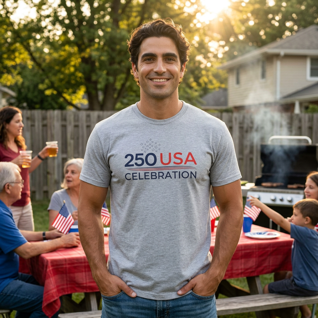 America 250 Tee Shirt | Official 250th Anniversary Edition - 250 USA Celebration Chest Logo Tee | Fourth of July Americana T-Shirt