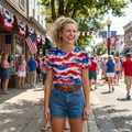Official All-American Red White & Blue Tie Dye Crop Top