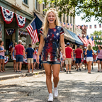 Women's Distressed American Flag Shift Dress | Patriotic USA Sundress