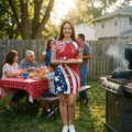 Patriotic Stars and Swirls American Flag T-Shirt Dress