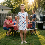 Patriotic Stars And Hearts American Flag T-Shirt Dress