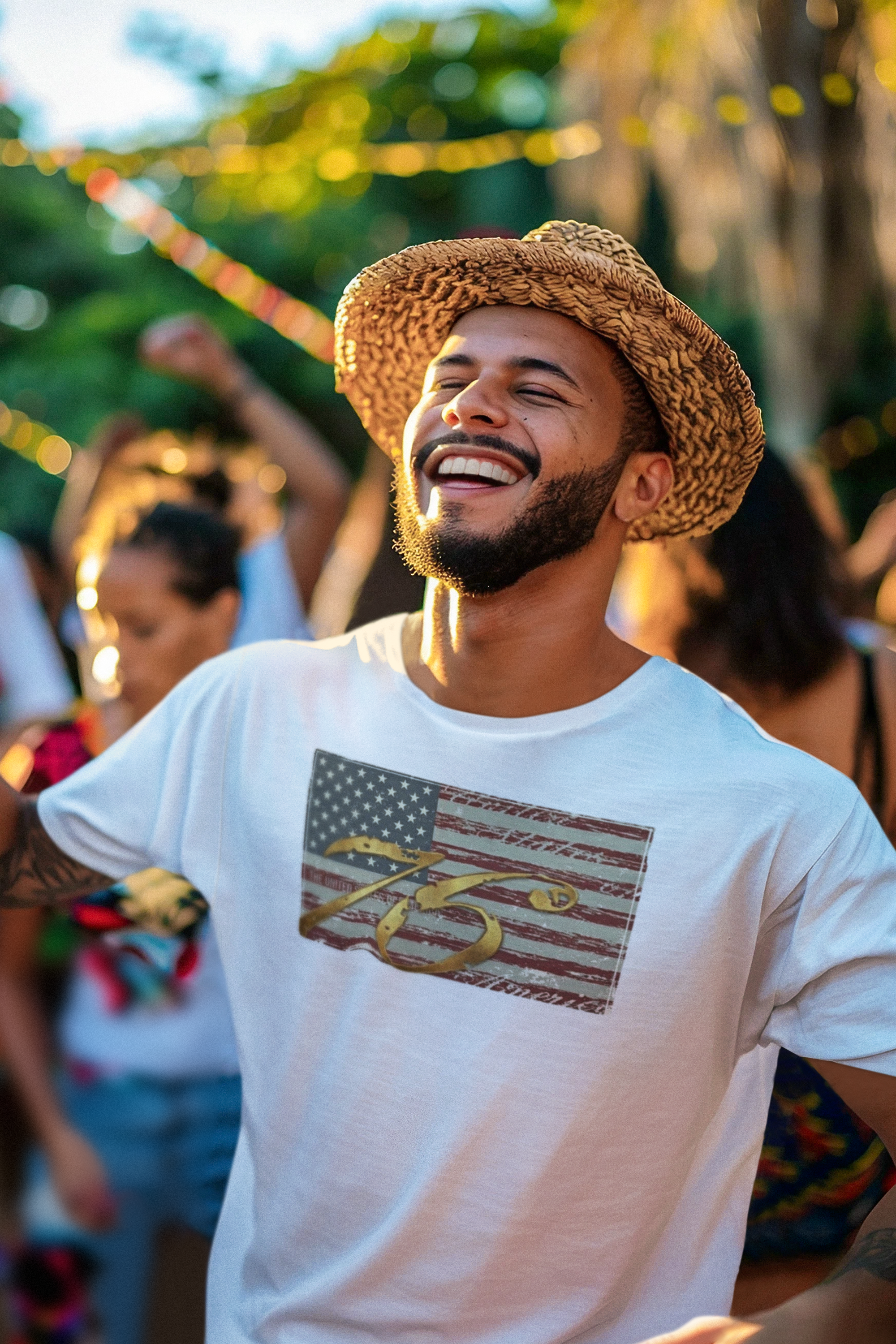 American Flag 76 Anniversary T-Shirt — Vintage Patriotic Tee