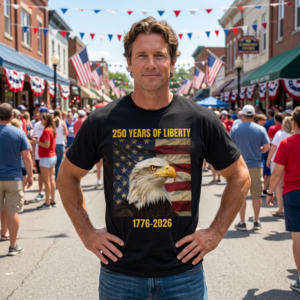 Patriotic Eagle T-Shirt — "I Love the USA 1776–2026"