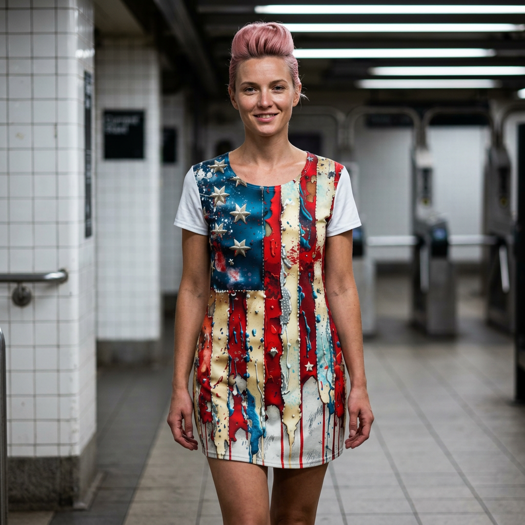 Official 250th American Flag Drip T‑Shirt Dress
